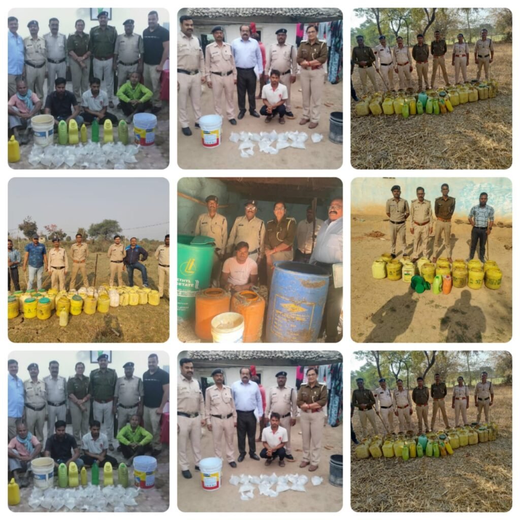 आबकारी वृत तख़तपुर,मस्तूरी, कोटा, सीपत ,बिल्हा में अवैध कच्ची शराब विक्रेताओं पर कार्यवाही