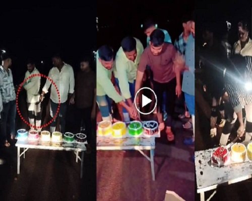 सड़क में टेबल लगाया काटे आधा दर्जन केक, बर्थडे बॉय समेत 6 युवक गिरफ्तार
