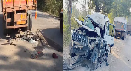 नेशनल हाईवे-30 पर भीषण सड़क हादसा: तेज रफ्तार स्कॉर्पियो ट्रक से टकराई, 5 की मौके पर मौत, 2 गंभीर