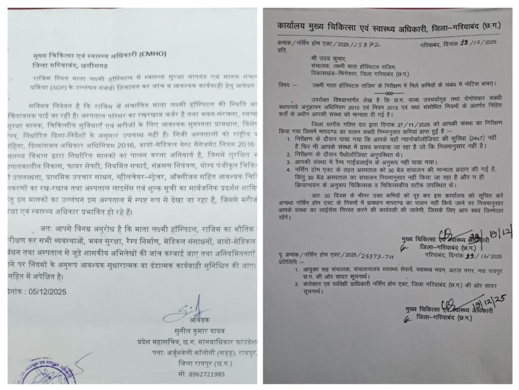 राज्य उपचरगृह अधिनियम व रैम गाइडलाइन के उल्लंघन में संचालित निजी अस्पताल