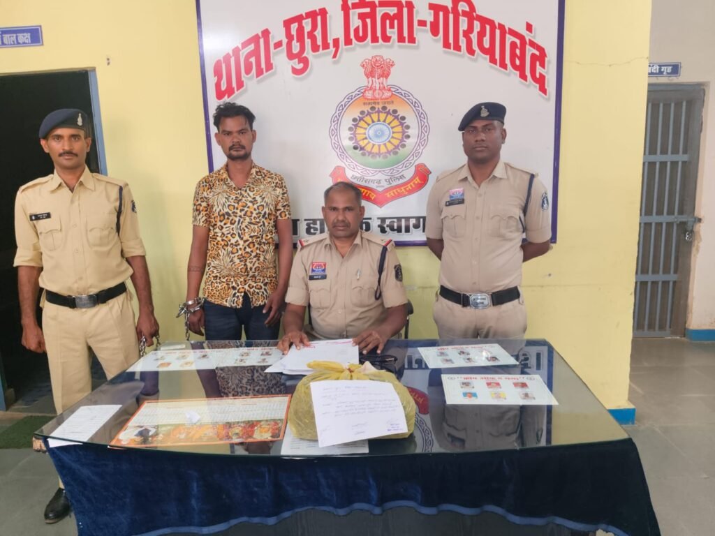 छुरा पुलिस की बड़ी कार्रवाई: 1.5 किलो गांजा के साथ युवक गिरफ्तार छुरा थाना गांजा जब्ती