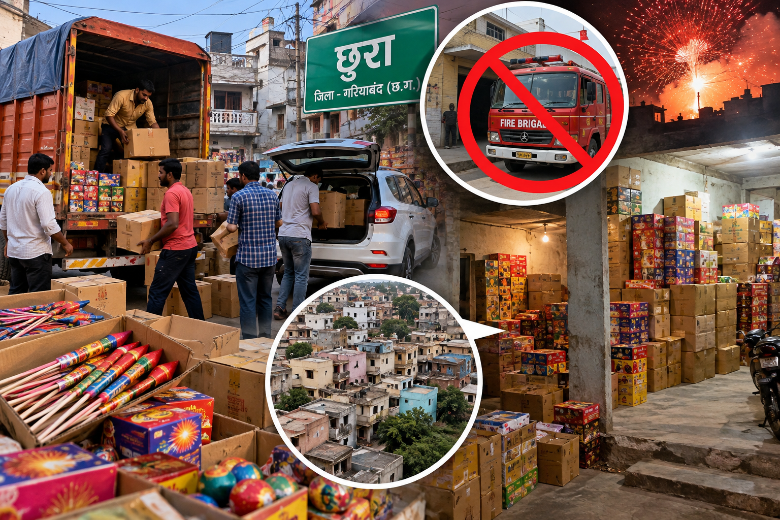 छुरा में पटाखों का अवैध भंडारण