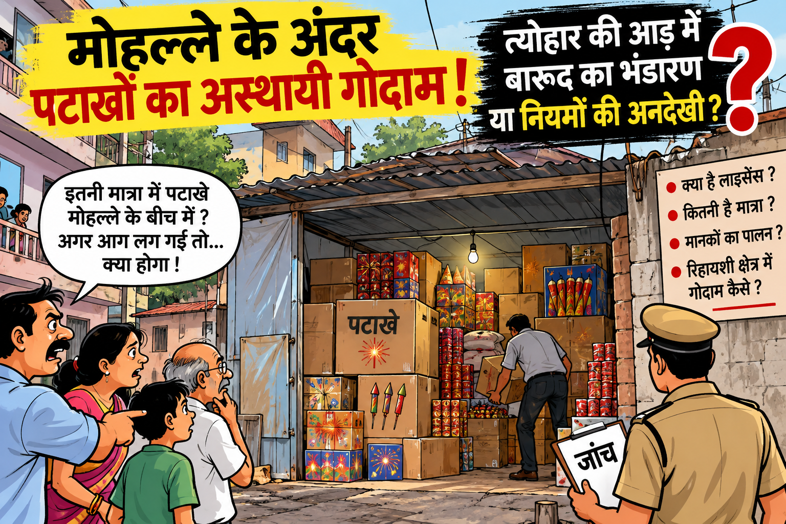 मोहल्ले में पटाखा गोदाम,